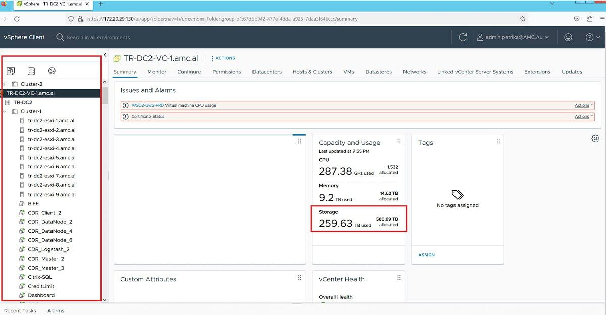 Image from HomeLand Justice showing access to vSphere